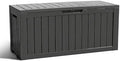 ROJIK Outdoor Storage Housing Deck Box - Waterproof Patio Furniture, Garden Tools, Cushions, Pool Accessories Storage Bench with Lockable Lid and Side Handles (Black 90 Gal) by ROJIK