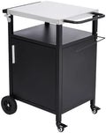 Outdoor Grill Cart with Storage, Outdoor Grill Table with Spice Rack, Lockable Wheels & Stainless Steel Top, Rolling Bar Cart Outdoor BBQ for Patio Family Home Party Bar (Single Door, Black) by Outvita