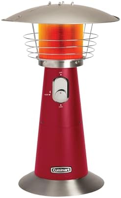Cuisinart Portable Tabletop Patio Heater, 11,000 BTU Outdoor Propane Heater with Safety Tilt Switch and Adjustable Heat, Burner Screen Guard, 30 sq. Foot Heat Range, Red by Cuisinart