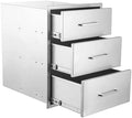 Outdoor Kitchen Drawers,18" W x 23" H x 23" D Stainless Steel BBQ Triple Drawer, Flush Mount Access 3 Drawer for Outdoor Kitchen,BBQ Island by ATATOD