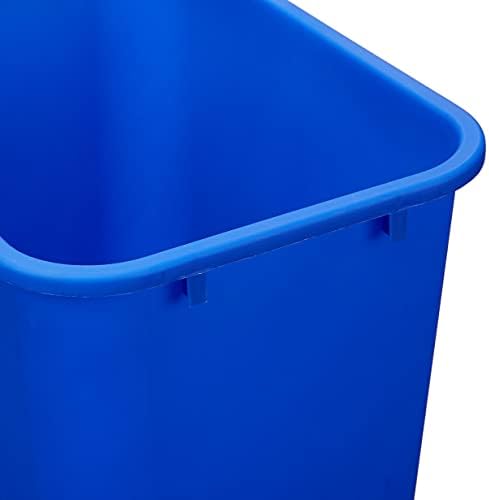 Amazon Basics Rectangular Commercial Office Wastebasket, Easy to Clean, Lightweight, 10 Gallon, Blue, Recycle Logo - Image 4