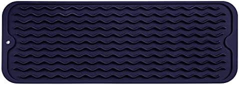MicoYang Silicone Dish Drying Mat for Multiple Usage,Easy clean,Eco-friendly,Heat-resistant Silicone Mat for Kitchen Counter,Sink,Bar,Bottle,or Cup Navy Blue M 17 inches x 6 inches by MicoYang