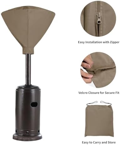 Easy-Going Patio Heater Head Cover, Outdoor Round 35"D Heater Cover, Camel - Image 5