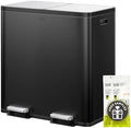 EKO EcoCasa Plus 2 x 10.6 Gal (2 x 40 L) Dual Trash Can for Kitchen, Large Stainless Steel Step-On Garbage Can, Trash and Recycle Bin Combo with Soft-Close Lids, Removable Buckets, Matte Black by Unknown