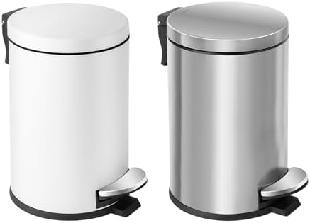 Cesun Small Round Bathroom Trash Can with Lid Soft Close, 1.2 Gal, Silver - Image 7