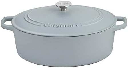 Cuisinart Chef's Classic Enameled Cast Iron Dutch Oven with Lid, Porcelain Enameled Interior, Oven Safe, Induction Compatible, 7-Quart, Oval, Matte Grey by Cuisinart