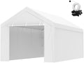 VEVOR Carport Replacement Canopy Top Cover + Sidewall 10 x 20 ft, Garage Tent Shelter Tarp Heavy-Duty Waterproof & UV Protected, Easy Installation with Ball Bungees,White (Frame Not Included) by VEVOR