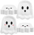 FOIMAS 50 Pcs Halloween Paper Plates, 9.84 Inch Cute Ghost Disposable Plates Spooky Boo Dessert Dinner Plate Tableware for Baby Shower Halloween Party Supplies Birthday Table Decor,White by FOIMAS