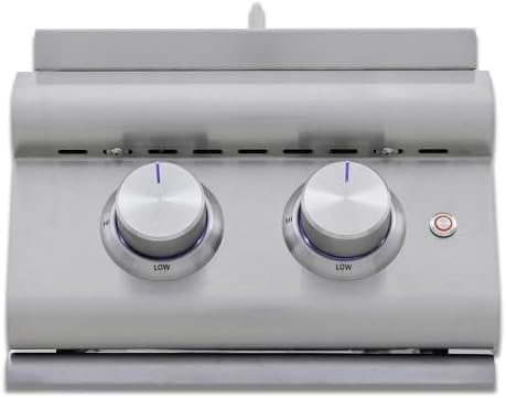 Blaze LTE+ Built-In Double Side Burner – 24,000 BTU Propane, Stainless Steel Outdoor Kitchen Slide-In with LED Illuminated Knobs, Removable Cover by Blaze