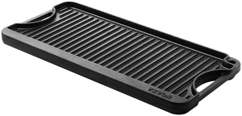 VEVOR Reversible Grill/Griddle, 20x10 inch Pre-Seasoned Cast Iron Griddle, Portable Rectangular Pan with Handle, Family Cookware for Indoor/Outdoor Stove Top Burner, Gas, Camping BBQ, Black - Image 4