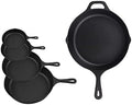 Cast Iron， Pre-Seasoned Skillet 5pcs Set, Including 3", 5", 8", 9" and 12" by HomeVSS