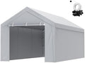 VEVOR Carport Replacement Canopy Cover Top + Side Wall 10 x 20 ft, Garage Tent Shelter Tarp Heavy-Duty Waterproof & UV Protected, Easy Installation with Ball Bungees,Grey (Frame Not Included) by VEVOR