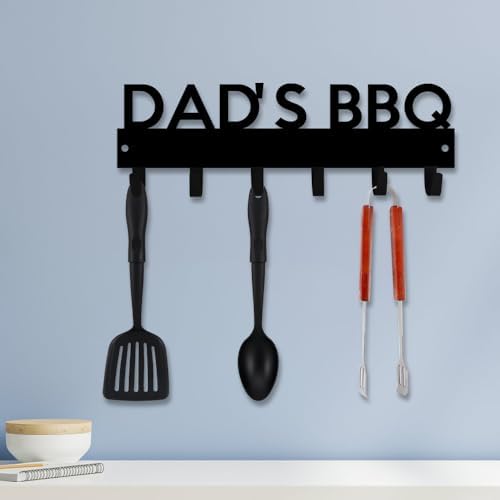 Generic Personalized BBQ Cooking Utensils Wall Hooks Rack for Dad Custom Grilling Tool Organizer Barbecue Tool Metal Storage Holders Grill Cutlery Hanger Father's Day Utensils Hanging Hooks (Style 3) - Image 2