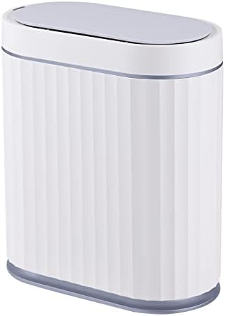 ELPHECO Bathroom Trash Can with Lid, 2 Gallon, Motion Sensor, White Grey by ELPHECOUSA