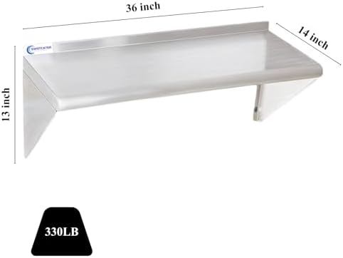 Stainless Steel Shelf 2 Pack 14"x36", Wall Mounted Metal Shelves - Image 3
