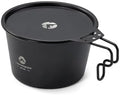 CAMPINGMOON 600ml Stainless Steel Camping Mug with Lid, 20oz Stackable Outdoor Cookware Measuring Scale, Titanium Oxide Film Black Finish Backpacking Campfire Use Soup Noodles Rice (Black (cup+lid)) by CAMPINGMOON