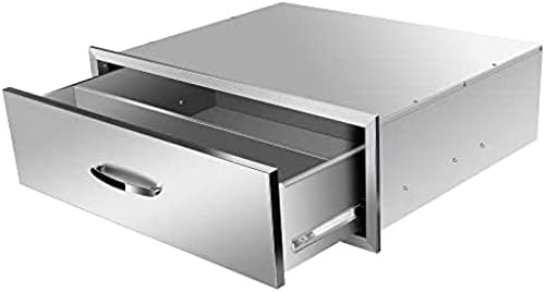 AHLOKI Stainless Steel with Chrome Handle BBQ Island Drawers for Outdoor Kitchen Or Grill Station,30Wx23Dx10H - Image 3