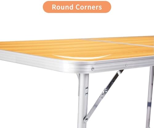 Aluminum Folding Camping Table, Folding Table (Wood Grain, 3FT) - Image 4