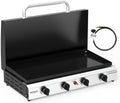 ROVSUN 4 Burner Portable Propane Griddle with Ignition & Regulator, 40,000 BTU Tabletop Flat Top Gas Grill with Enameled Tray & Lid for Outdoor Cooking Camping BBQ Tailgating Electronic by ROVSUN