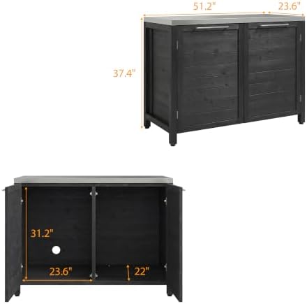 MOUMON Patio Kitchen Storage Cabinet with Stainless Steel Countertop - Image 2