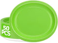 QZYL 50 Pcs Party Decorations, 12.2'' X 10.2'' Oval Large Paper Plates, Lime Green Disposable Paper Plate Heavy Duty Daily Dinner Plates for Birthday Party Wedding Picnic Holiday by QZYL
