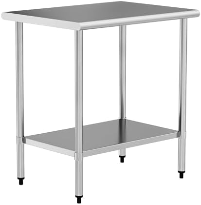 Stainless Steel Work Table 24 x 36 Inch with Adjustable Undershelf, Heavy-Duty Metal Prep Table for Commercial Kitchen & Restaurant, Garage, Outdoor by Chingoo