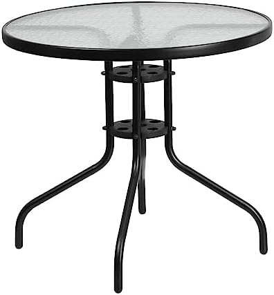 Flash Furniture 31.5 in Metal Round Table, Black by FlashFurniture