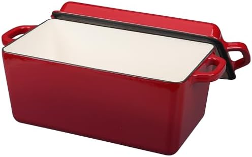 EDGING CASTING Enameled Cast Iron Dutch Oven, Oblong Bread Oven for Sourdough Bread Baking, Baking Pan, Dual Handles, Oven Safe, 4 Quart, Red - Image 5
