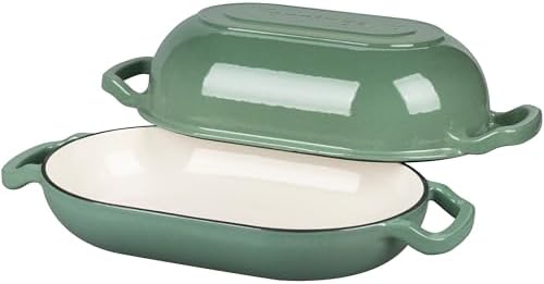 VORRINGARD Enameled Cast Iron Sourdough Bread Oven, Dutch Oven, Loaf Cast Iron Bread Pan for Homemade Bread Baking, Meatloaf Pan with Lid, 5QT, Sage Green - Image 5