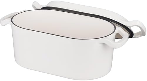 VORRINGARD Oval Dutch Oven Pot with Lid, Enamel Coating Cast Iron Bread Pans for Homemade Sourdough Bread Baking, Cooking, 4 Quart, White - Image 6