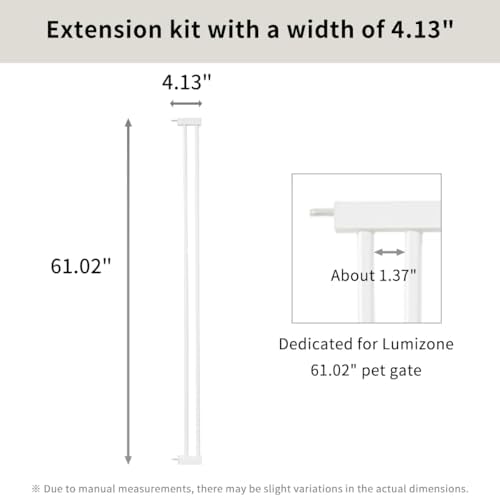 Lumizone Extra Tall Cat Gate Extension Kit 61.02" High 4.13" Wide White - Image 3