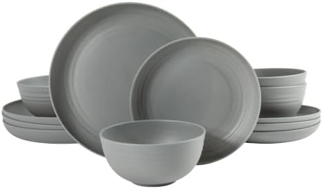Gibson Home Plates and Bowls Set, 12 Piece Wheat Straw Dinnerware for 4 by GibsonHomewares