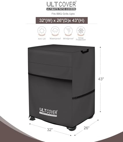 ULTCOVER Waterproof BBQ Grill Cover, 32 inch, Black - Image 2