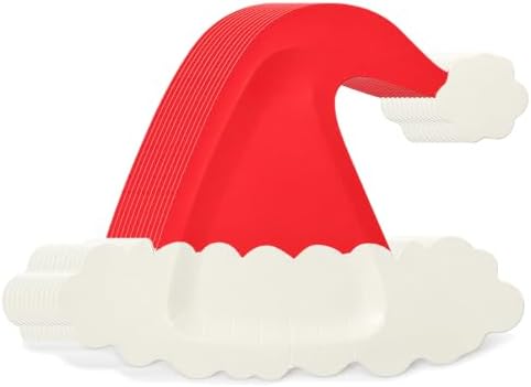 FOIMAS 50pcs Christmas Paper Plates, Red Christmas Hat Paper Plates Santa Disposable Tableware Party Plate For Dessert Xmas Party Supplies Winter Holiday Birthday Kitchen Table Decoration - Image 7