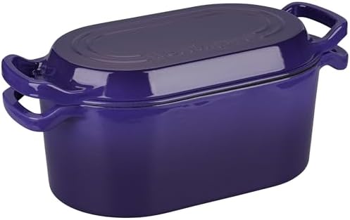 VORRINGARD Oval Dutch Oven Pot with Lid, Enamel Coating Cast Iron Bread Pans for Homemade Sourdough Bread Baking, Cooking, 4 Quart, Purple - Image 4