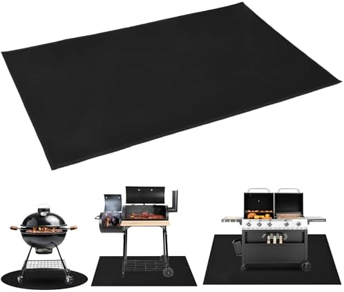 Under Grill Fire Pit Mats for Outdoor Grill Deck Protector - Black Under BBQ Grill Mat w/Fire Blanket & Corner Weights, Double-Sided Fireproof Design, Heat Resistance Up to 2000°F (40x60) - Image 4
