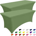 Smiry 2 Pack Spandex Table Cloth 6FT, Elastic Fitted Sage Green Tablecloth by Smiry