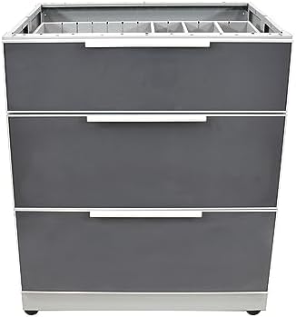 Blue Sky Outdoor Living ,OKC3024GDR3DG, 3-Drawer Outdoor Kitchen Cabinet – Heavy-Duty Storage – Weather-Resistant Modular Base for Patios and BBQ Islands – Slate Gray by BlueSkyOutdoorLiving