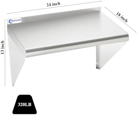 Stainless Steel Shelf 2 Pack 18"x24", Wall Mounted Metal Shelves - Image 3
