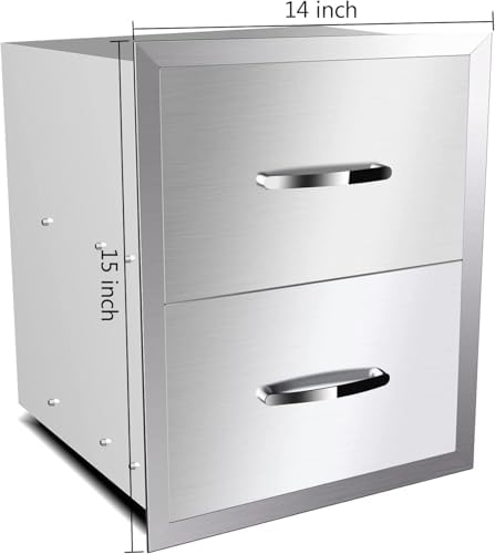 Outdoor Kitchen Drawers, Triple BBQ Drawers Stainless Steel Built-in Drawer For Outdoor Kitchen Island, Patio Grill Station,Double Drawers - Image 2