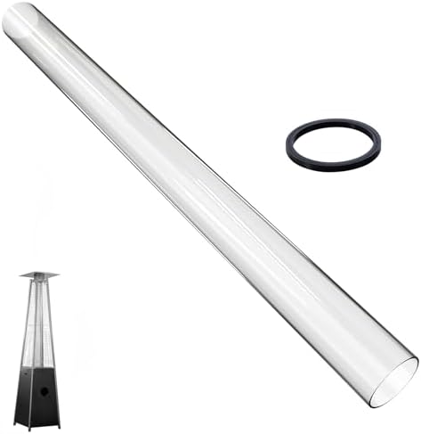 Patio Heater Glass Tube Replacement, 49.5 x 4" Patio Heater Replacement Parts with Ring, Outdoor Heater Replacement Parts for 4-Sided Pyramid Heater, Glass Tube Patio Heater for Hiland, Fire Sense by SUMNEW