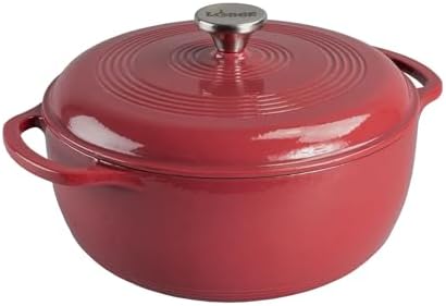 Lodge Essential Enamel Cast Iron Dutch Oven, 6 Quart, Cranberry by Lodge