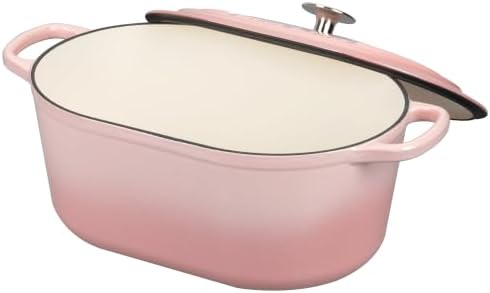 EDGING CASTING Enameled Cast Iron Oval Dutch Oven, 6QT, Pink - Image 3