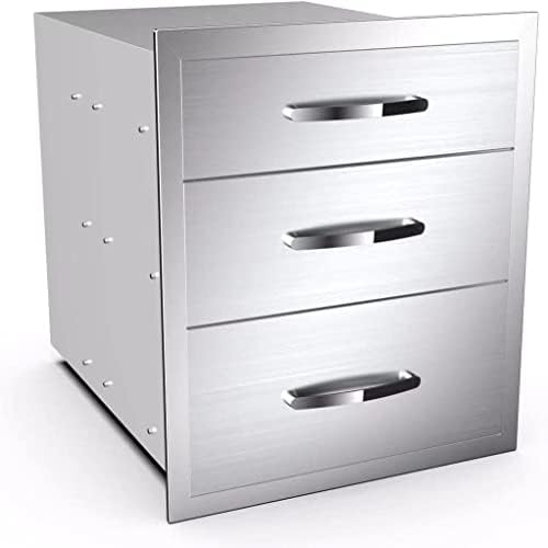 Outdoor Kitchen Drawers Stainless Steel, BBQ Drawer Inserts for Built-in Patio Grill Station, Triple Drawer, 18''W x 21''H x 23''D by MIGODA