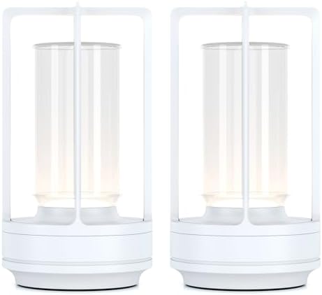 Rechargeable Cordless Small Metal Table Lamp, Stepless Dimming, 3-Color by HAPYGILightings