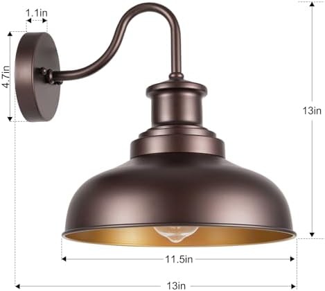 Outdoor Barn Lights Outdoor Wall Sconces Farmhouse Exterior Wall Mount Light Vintage Wall Lighting Fixture Industrial Bronze Lantern for Porch Entryway Garage Patio, 2 Pack - Image 5
