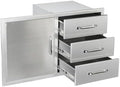 Outdoor Kitchen Door Drawer Combo Cabinet,38.1W x 22.6H x 20.8D Stainless Steel with Handles,Triple Drawers & BBQ Access Combo for Outdoor Kitchen Island (Drawer with Handle and Left Door Combo) by Unknown