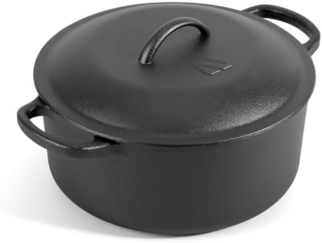 Northriver Casting 6 QT Basics Cast Iron Dutch Oven Pot with Lid and Dual Handles, Oven Safe up to 500°F Large Cooking Pan,Bread Oven by NorthriverCasting