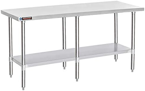 DuraSteel 24x84 Stainless Steel Work Table - NSF Commercial Prep Metal Table - Outdoor Pizza Oven Stand w/Under Shelf - Kitchen Island Laundry Utility Garage Microwave Stand Large Rolling Storage Cart by DuraSteel