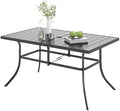MIXPATIO Patio Table for 6, 59" Black Metal Dining Table w/Umbrella Hole by MIXPATIO
